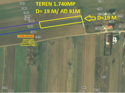 Comision 0% Teren intravilan 1740 mp Corbii Mari Dâmbovița – deschidere 19 ml