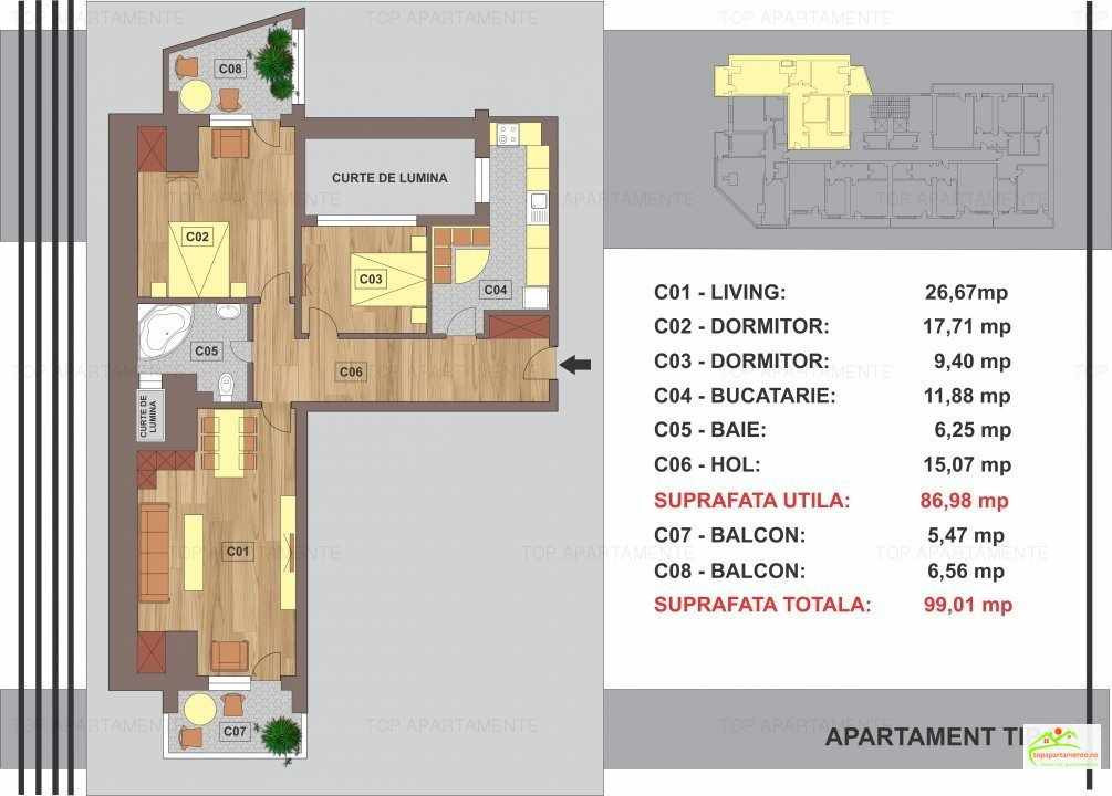 Ap. 3 cam. 87mp-Bucurestii Noi-Jiului Metrou-Pajura-Parcare opțională 
