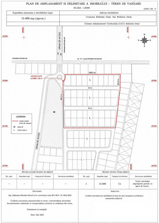 Teren intravilan 13.400 mp | PUZ în curs |BOLINTIN-DEAL,GIURGIU – 18 €/MP NEG. 