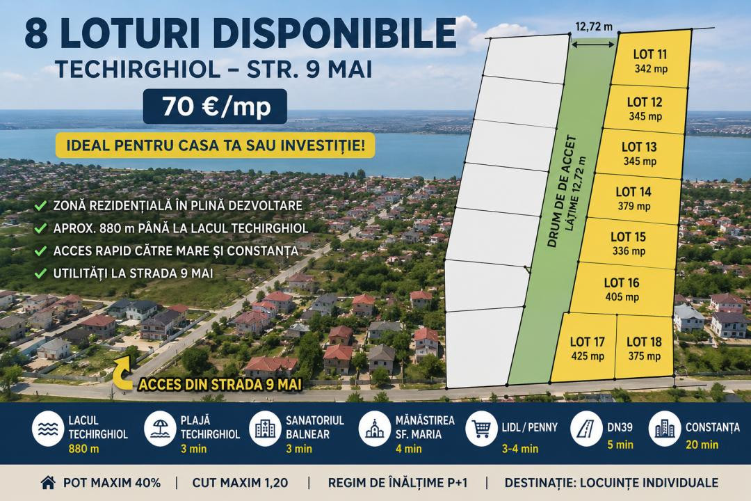 Loturi de vânzare – Techirghiol | Str. 9 Mai | Zonă rezidențială moderna