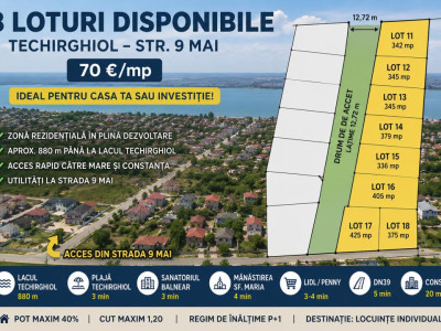 Loturi de vânzare – Techirghiol | Str. 9 Mai | Zonă rezidențială moderna