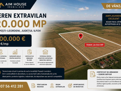 TEREN 20.000 MP | POPEȘTI-LEORDENI | ZONA STR. MECANIZĂRII | A0/A4