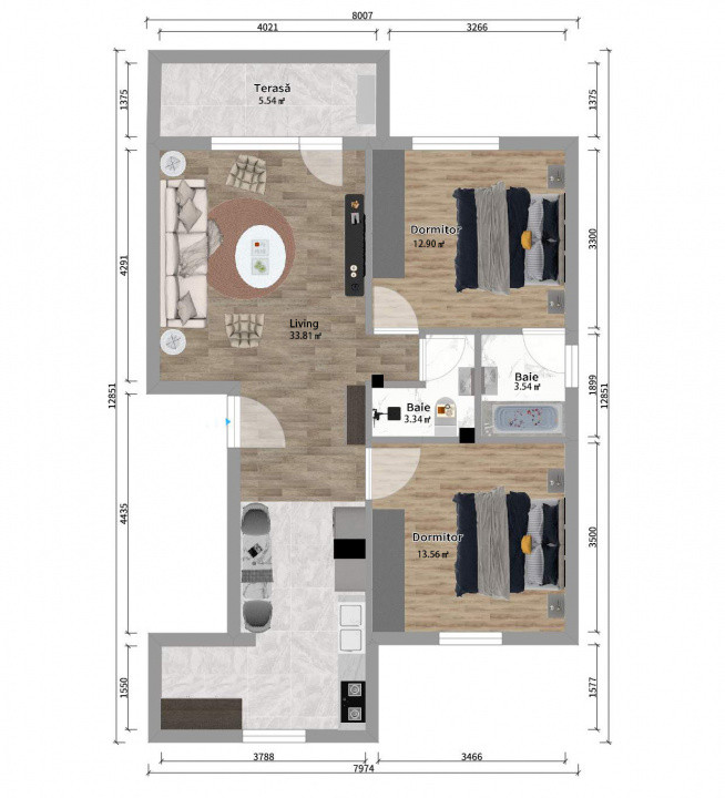 AP. 3 cam., balcon, Parcare inclusă – Cittadella Garden-APEDUCTULUI