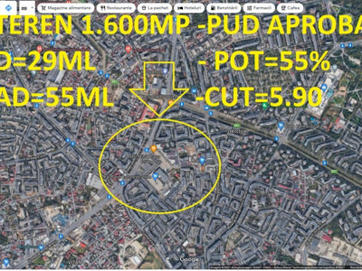 Teren 1.600mp Dristor cu PUD aprobat,D= 29ml/AD=55ml