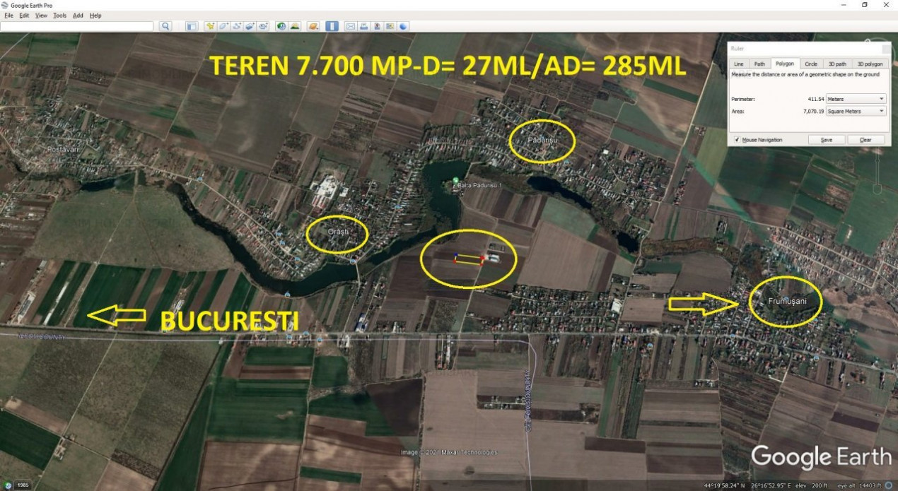 Teren 7.700mp Frumusani.