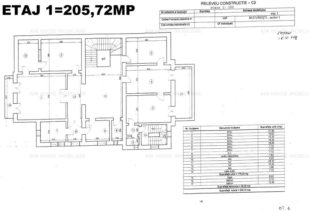 Romana-Amzei Vila 14 camere de vanzare/inchiriat,pretabil investitie