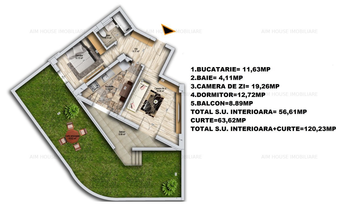 Pacii Militari-Ap. 2 Cam. decomandat+curte 64mp-Direct dezvoltator-Comision 0%.