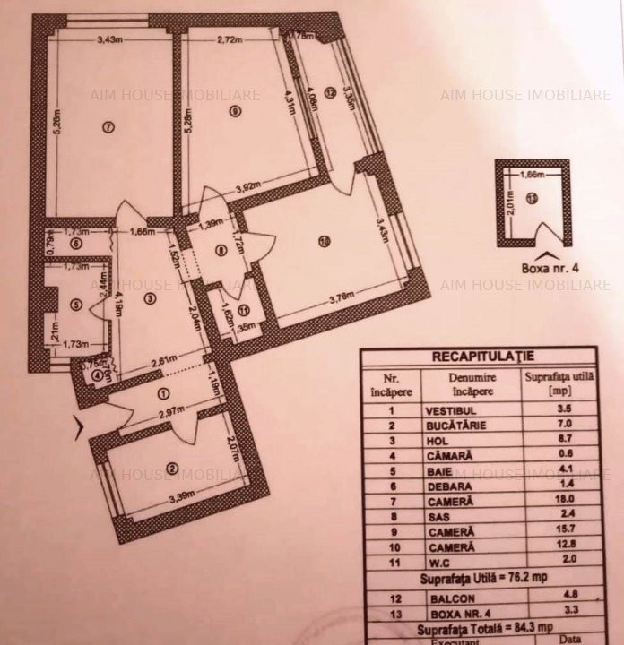Magheru-Universitate-Ap. 3 camere decomandat,constructie '80-bloc reabilitat.