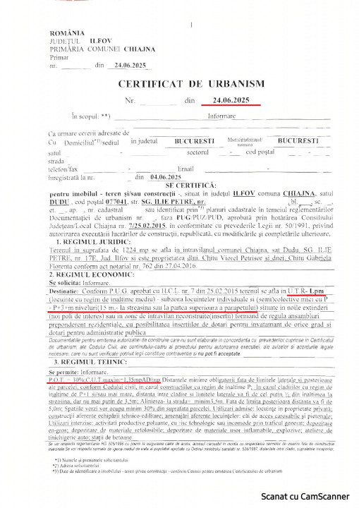 Teren 1.224mp-Sg. Ilie Petre-pretabil investitie/constructie bloc