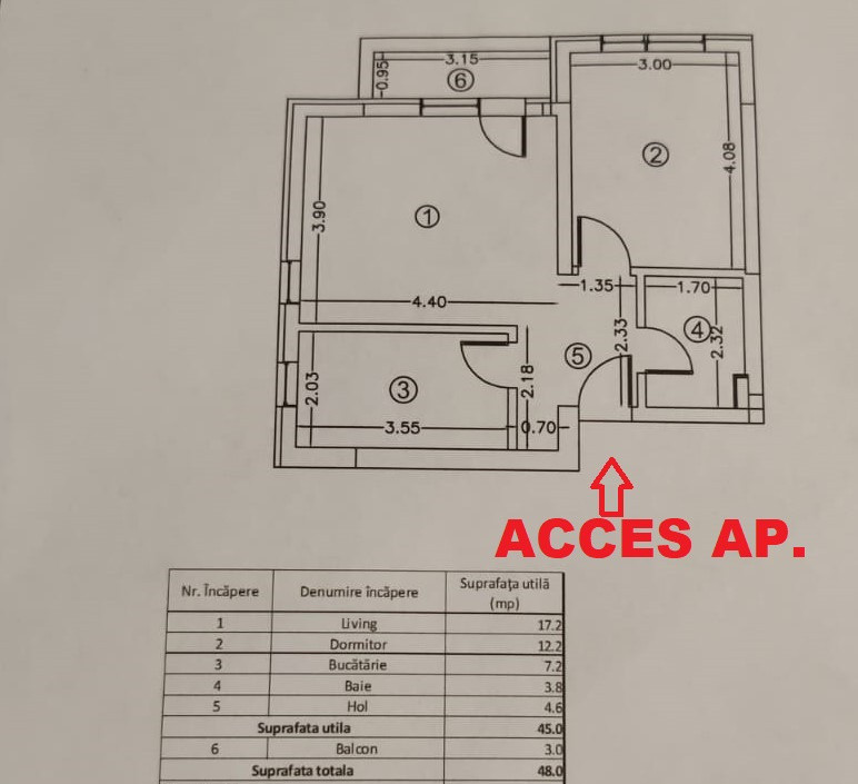 Ap. 2 cam. dec. etaj 1/6 mobilat/utilat-Parcare-M. Residence-planul 2